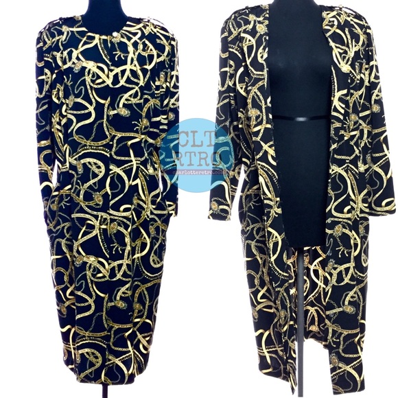 ❌SOLD❌ 80s vtg Scarf Print Career Dress - Picture 4 of 6